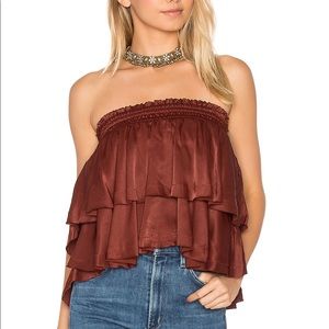 Faithfull the brand navy paradise satin top